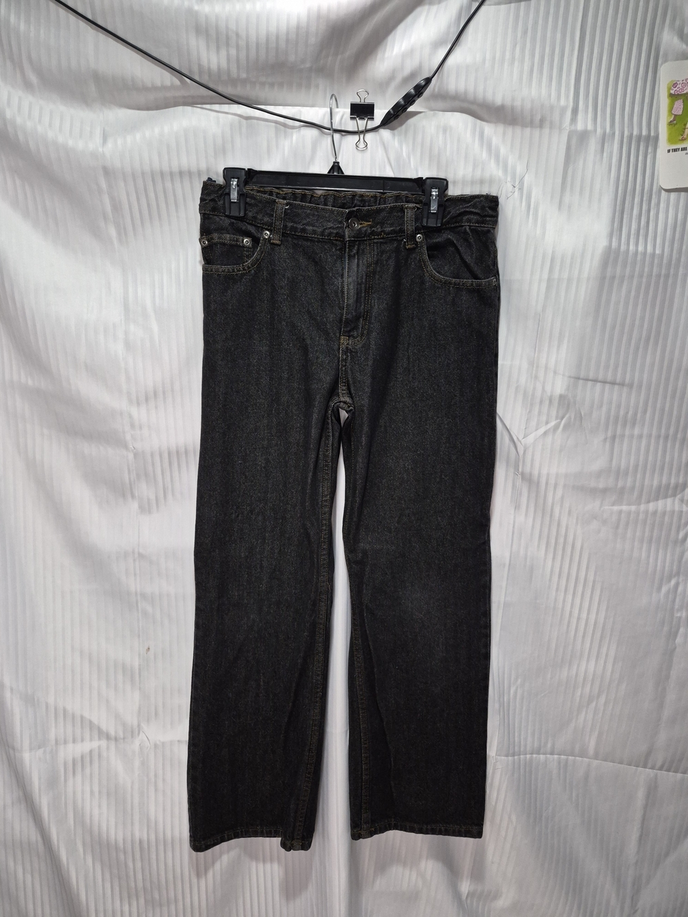 Faded Glory Boy's Relaxed Dark Wash Denim Jeans Adjustable Waist 16 Husky